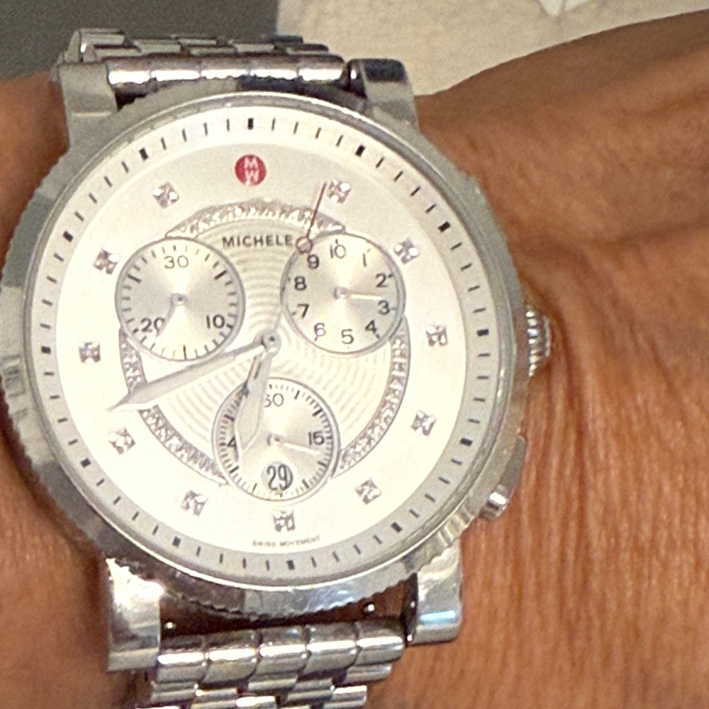 Michele Silver Chronograph women Watch - Picture 11 of 13